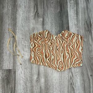 Stylish Brown and Cream Women's Corset Top